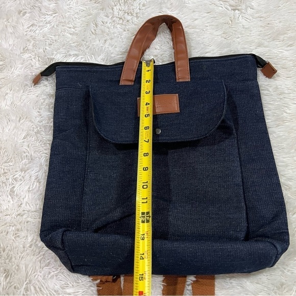 Guess Los Angeles Blue Denim Fabric Backpack Tote - Picture 7 of 12